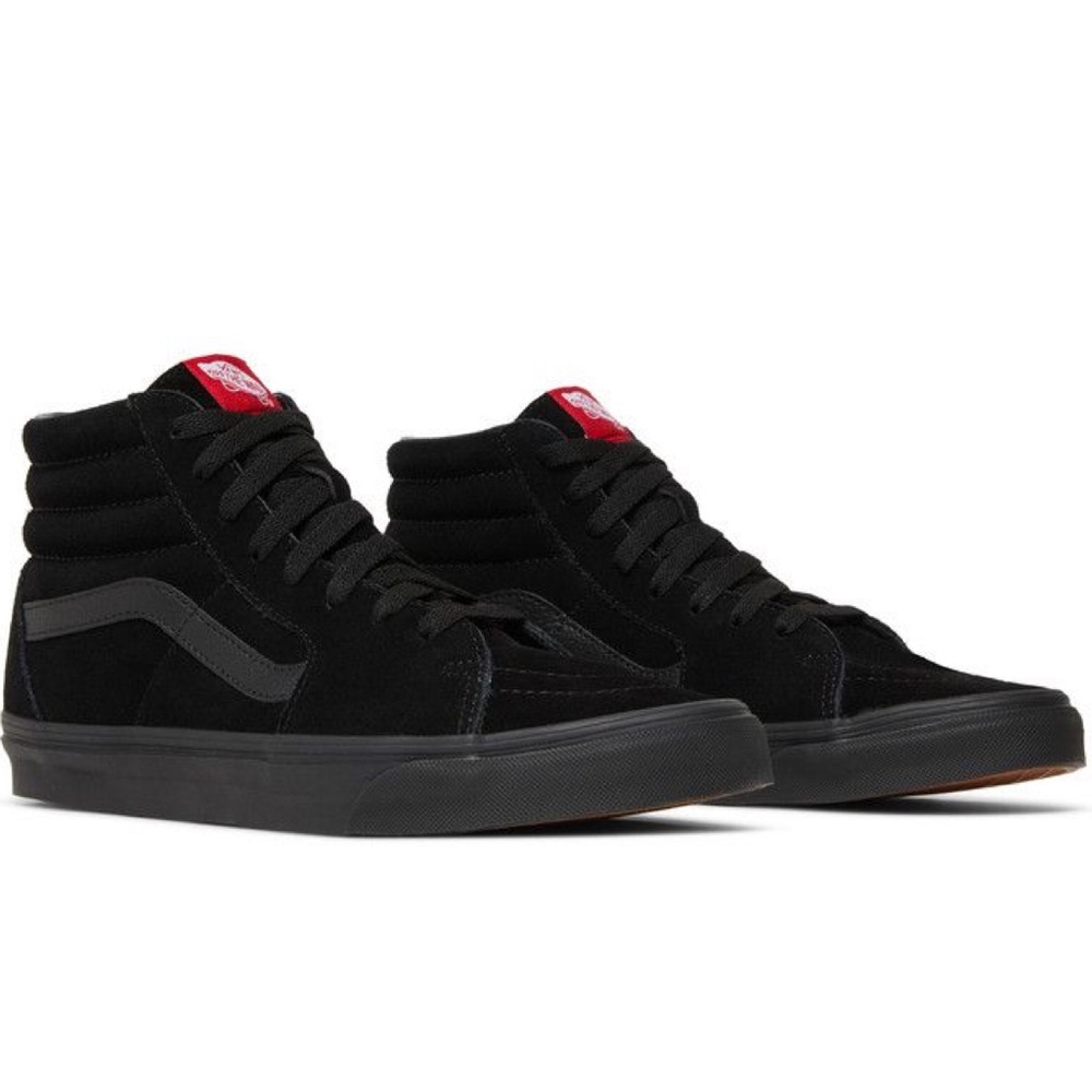 Vans Sk8-Hi Black Suede High-Top Sneakers with Red Logo